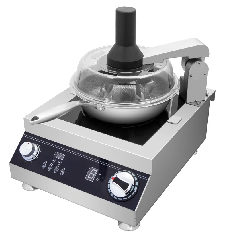 Induction Heating Automatic Cooking Machine Flat Pot Stir-Fry Cooker for Commercial Kitchen Equipment