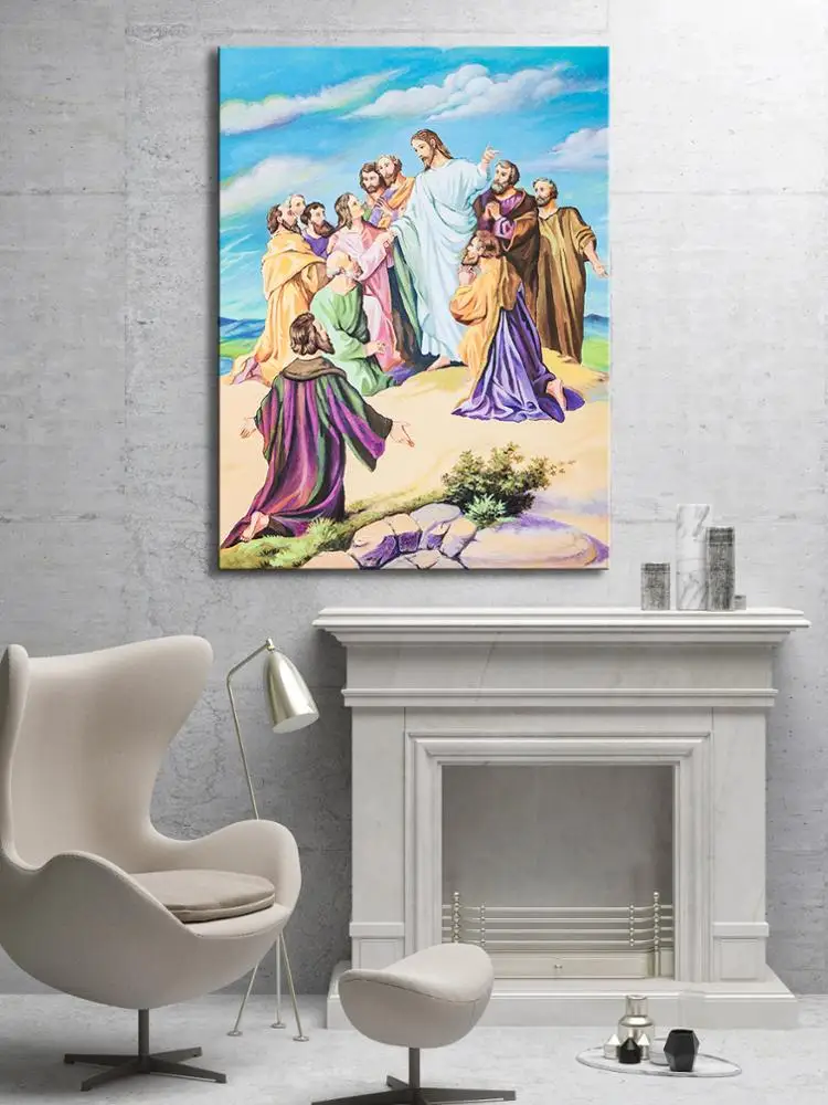 Large Jesus Christ Wall Art Christ and Disciple Portrait Picture Giclee Artwork Poster Prints Religious & Spiritual Modern Home