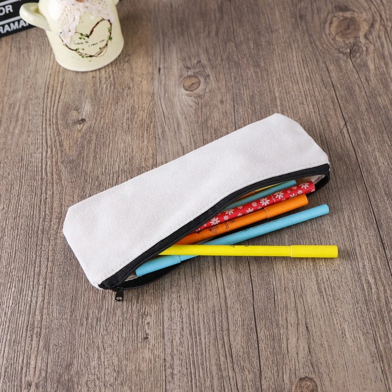Promotional school students fancy printed canvas cheap stationery bag zipper pencil pouch with custom logo