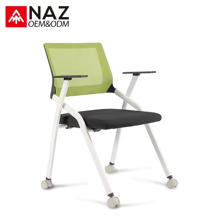 
Folding training chair mesh back office meeting room chair with castors 