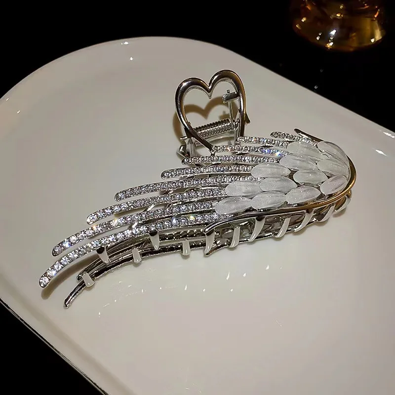 wholesale Custom Metal Crystal Wing Grabber Women Large High-End Hair Clip Stone Hair Claws Rhinestone Headpiece