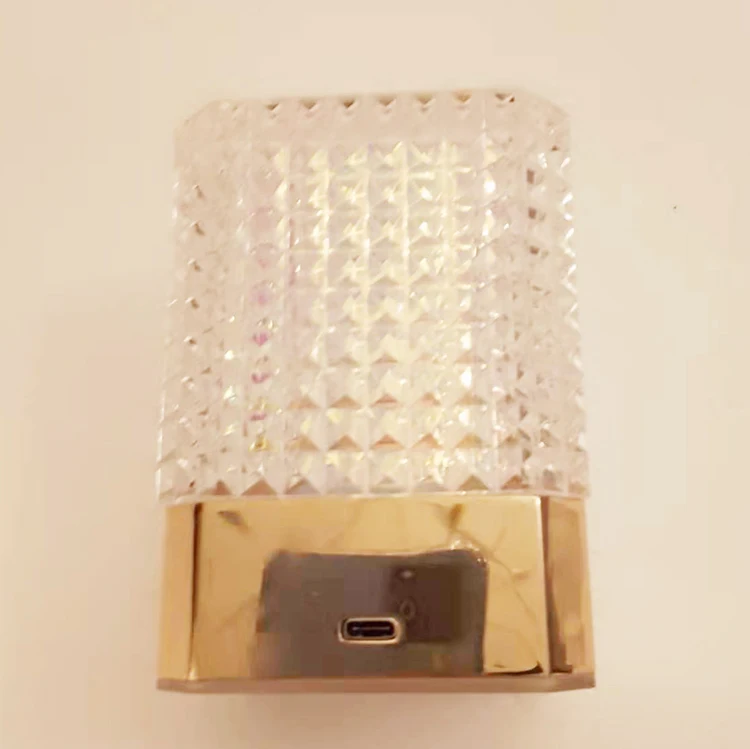 Luxury Modern Rechargeable Night Light Dimmable Decorative Bedroom Cordless 3 Colors LED Crystal Table Lamps