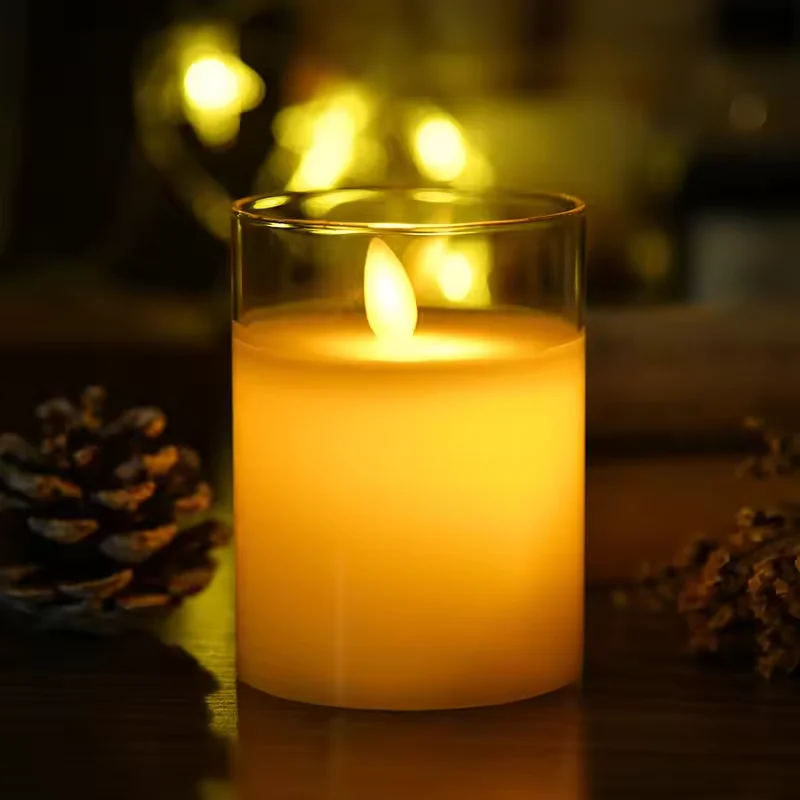 Plastic LED Candles Acrylic Cup 3D Flickering Flameless LED Candles With Remote Control