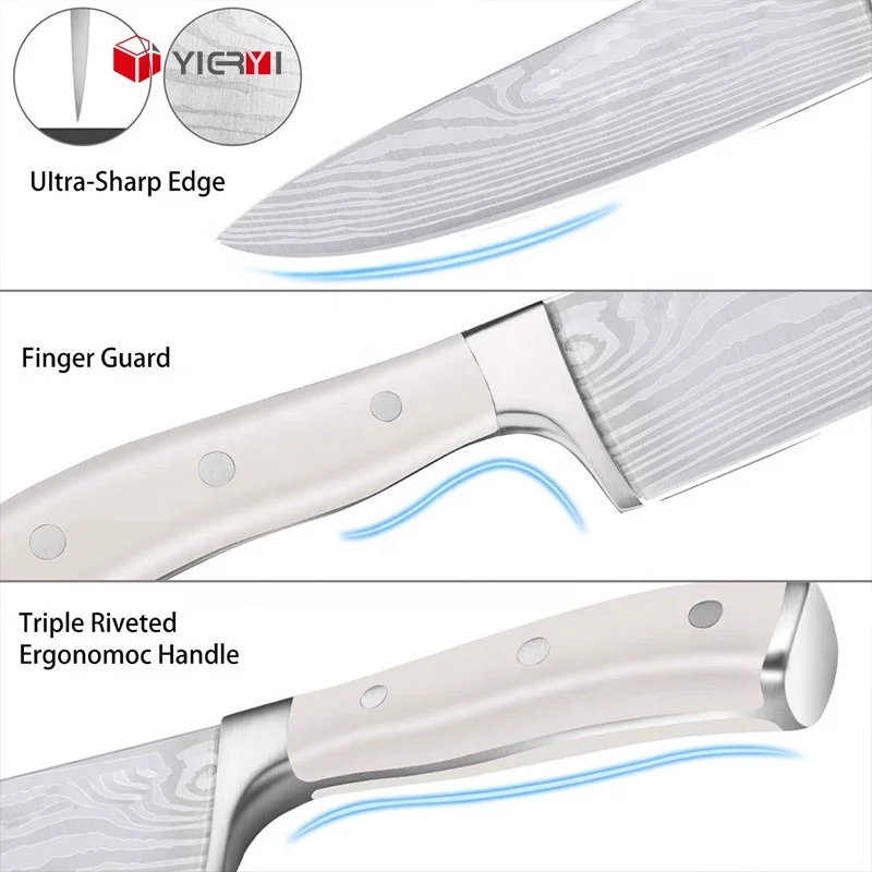 Professional 14-Piece German Stainless Steel Chef Cooking Knife Set Hardwood Storage Block Block Sharp Blade Knife Block Set