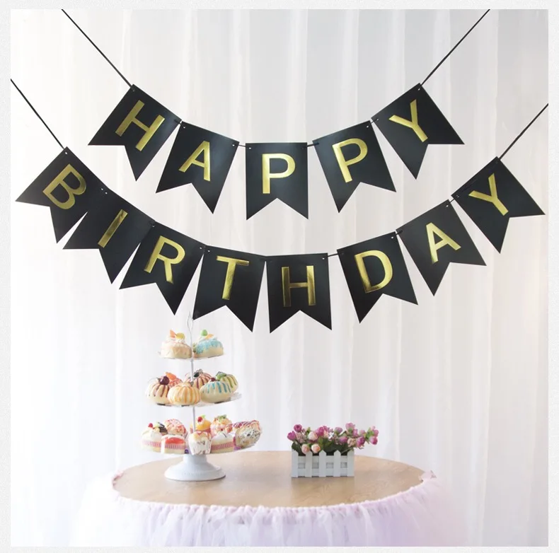 Custom Happy Birthday Party Paper Banner or Paper Bunting Flag for Decoration Sale