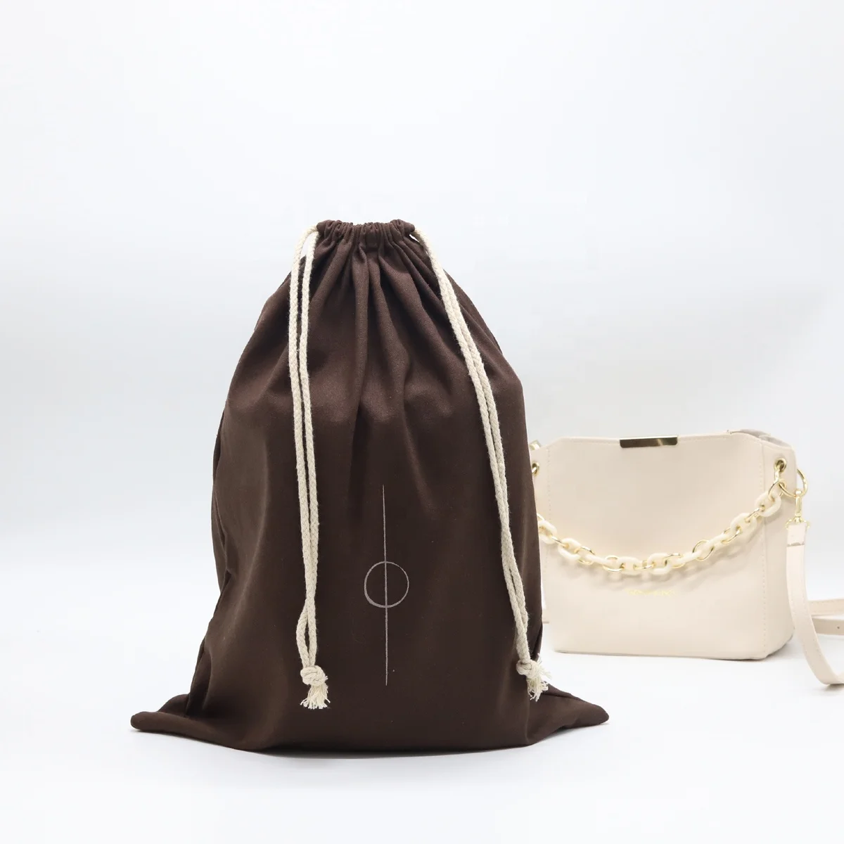 Wholesale Brown Beige Cotton Linen Drawstring Gift Packaging Bag Large Cotton Muslin Dust Cloth Pouch