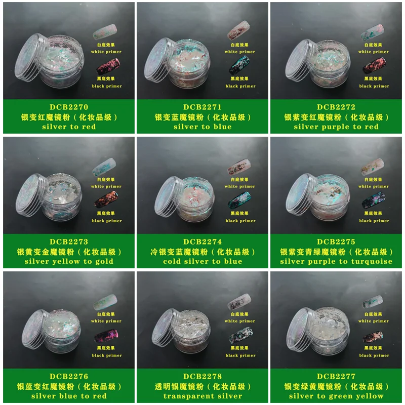 Cosmetic Grade Lip Gloss Transparent Silver Chameleon Flake Magic Mirror Powder Color Shift Pigment Eye Shadow Brocade Powder