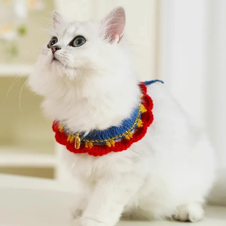 Crochet Lovely Fashion Fancy Knitting Yarn Pet Decorations Cat Dog Scarf Necklace
