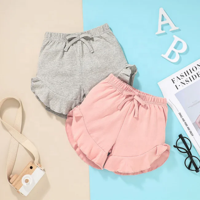 Повседневные детские шорты с логотипом на заказ однотонные и спортивные штаны в Корейском стиле для младенцев маленьких девочек