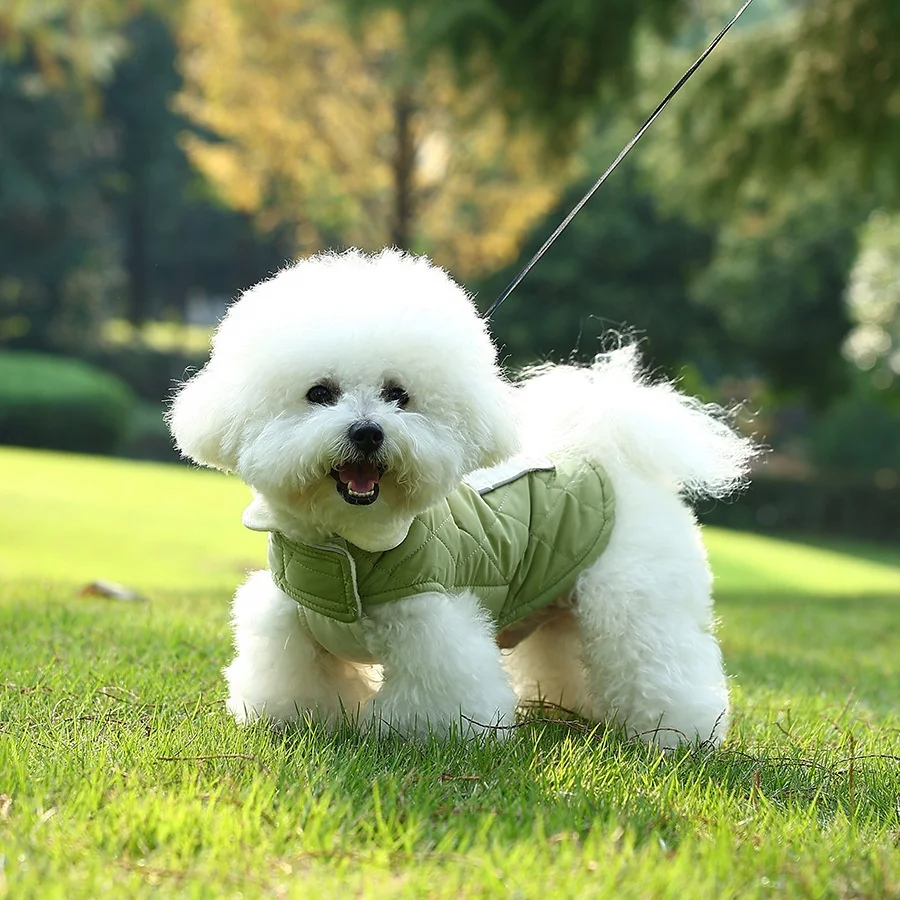 New Arrive Winter Small Dog Clothes Warm Soft Waterproof Dog Coat Dog Harness with Poop Bag Holder