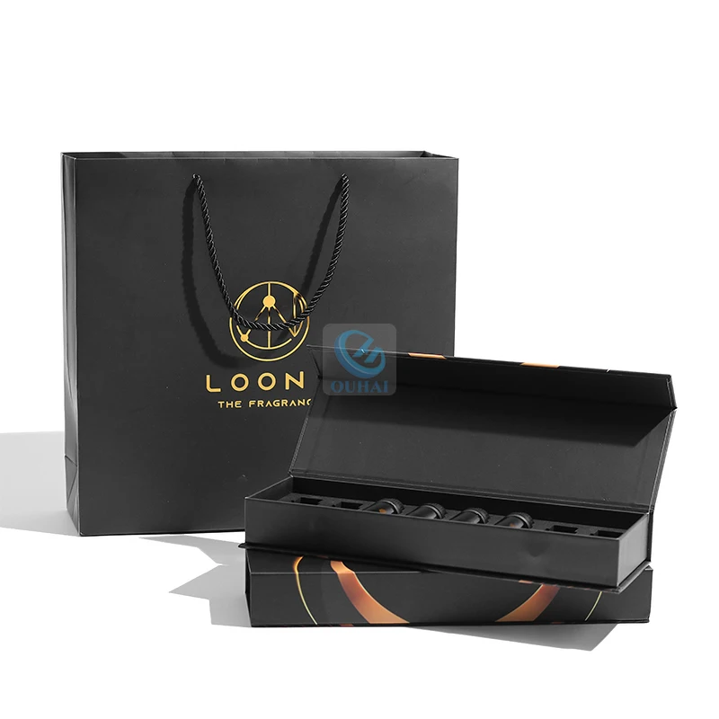 Wholesale recyclable paper packaging Custom Printed Handmade Luxury Rigid Paper Cardboard Black Simple Magnetic Gift Box to EVA