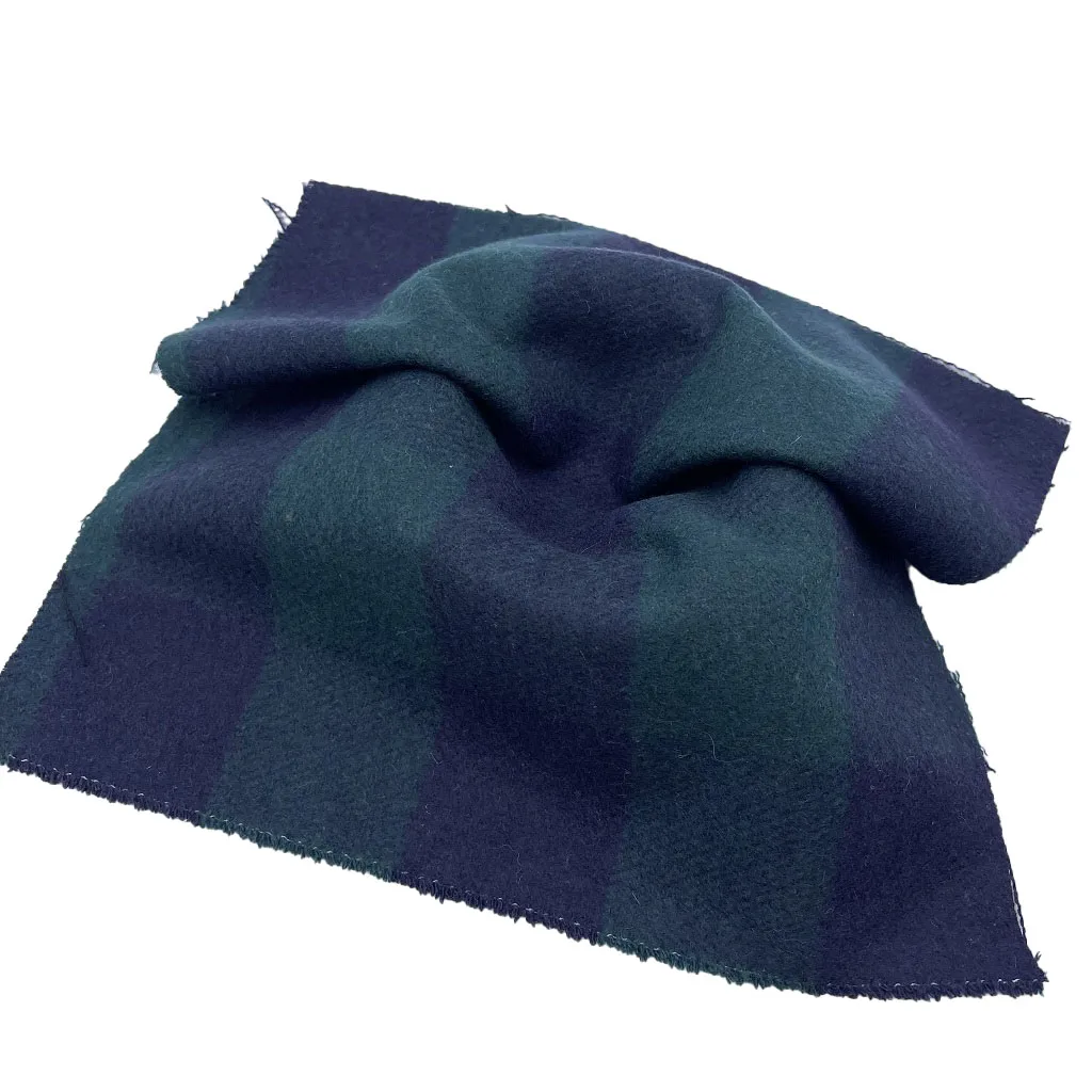 Wholesale Double Face Plush Brush Green Blue Wool/Polyester Plaid Woven Fabrics For Clothing ZZH24015