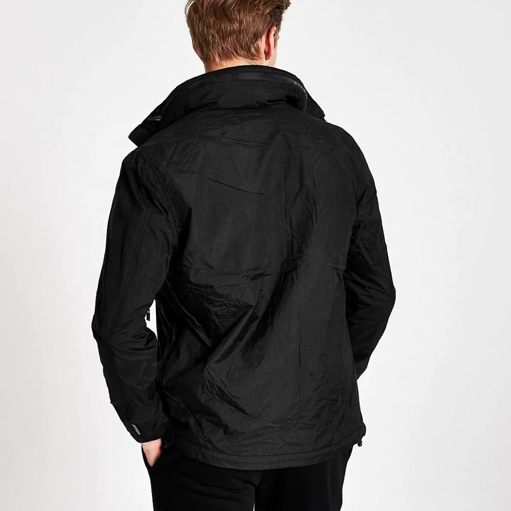 100% Nylon Men casual black lightweight jacket with Zip front fastening