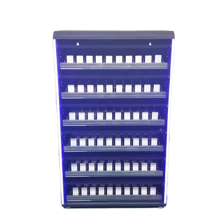 Gas Station Metal Cabinet Floor Showcase Store Led Cigarettes Display Stand Rack Wooden Tobacco Display Shelf Supplier