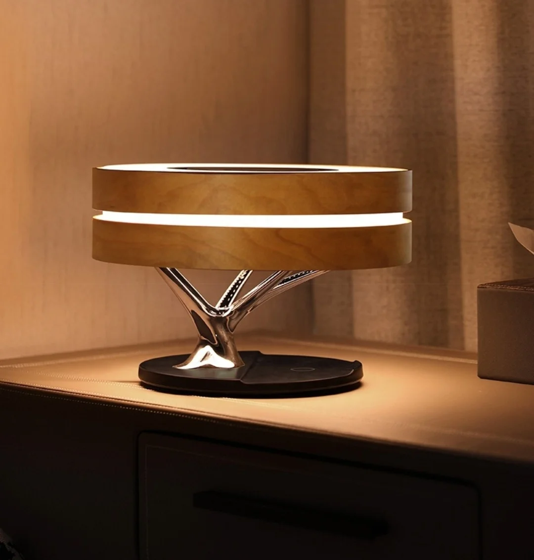 Smart Wireless Charger Tree Table Lamps LED Night Light Bedside Desk Lamp With BT Music