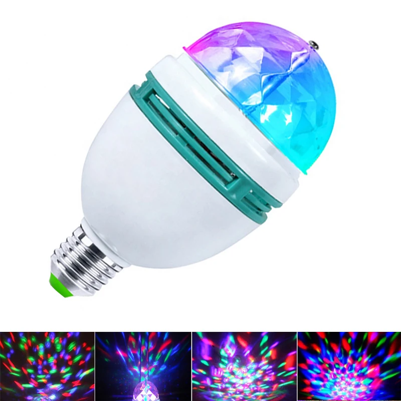 
Crystal Led Auto Rotating Bulb Light Stage Light Party Projector Party Decoration Lamp RGB Disco for Home E27 3W Full Color Ip44 