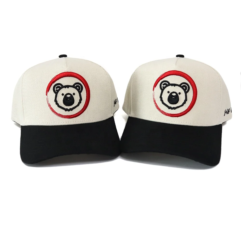 Custom wholesale high quality cotton 5 panel baseball caps 5 board construction two-tone baseball sports caps