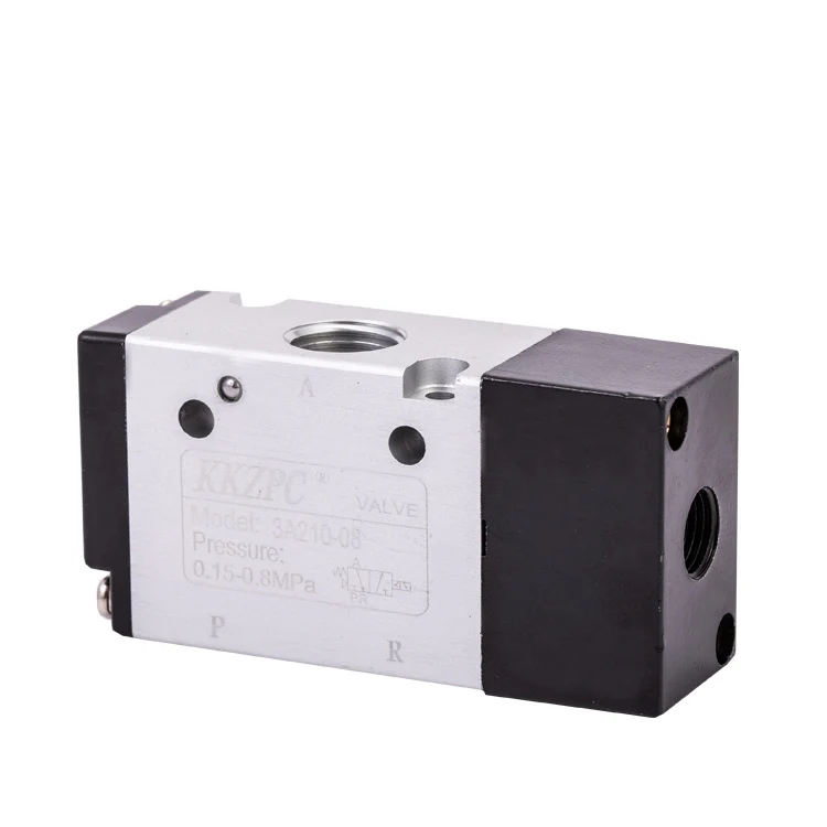 3A210-08 3/2 Way Pneumatic Control Air Pilot Valve 1/4 Inch 12V 24V Solenoid Valve
