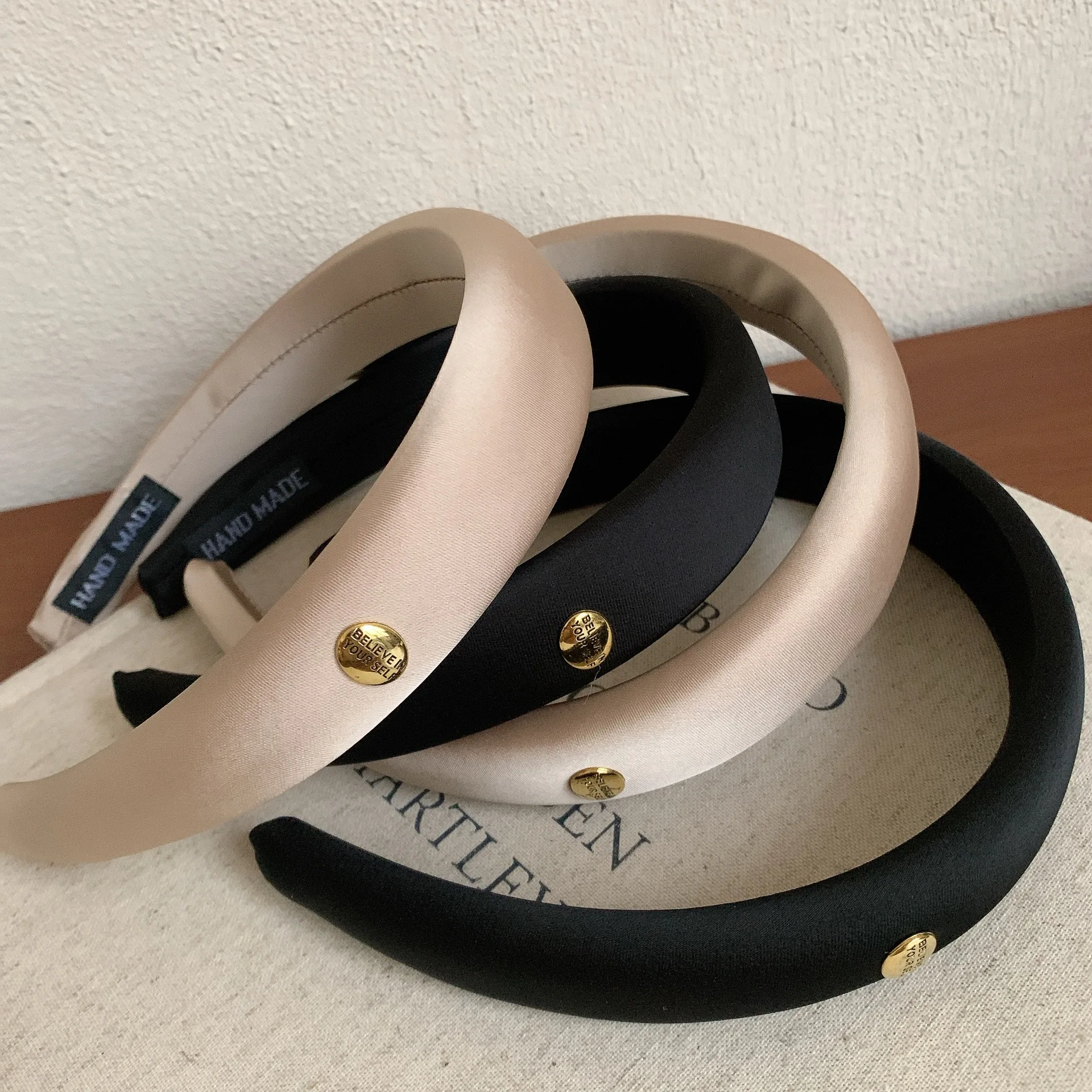 Fashion French Hairband Small Gold Buckle Satin Texture Silk Hair Bands for Girls Hair Hoops High Vertex Hair Accessories(HA016)