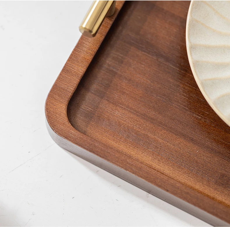 Natural Bamboo Plate Coster Food-Safe Wooden Bamboo Fruit Service Tray Nuts Tray Cracks Storage with Handle for Wedding Party