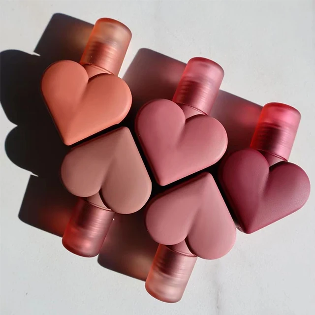 wholesale vegan custom private label vendor cute matte liquid lip gloss kaja beauty heart shape lipstick