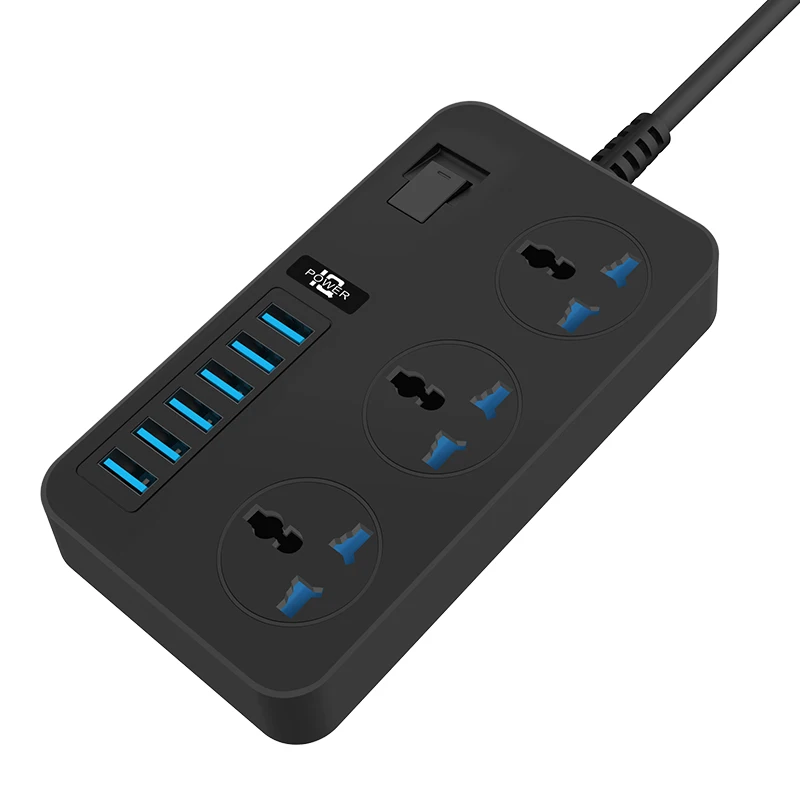 2021 hot-selling power socket 6USB power board can be wall-mounted 16A socket with USB 2m extension cable