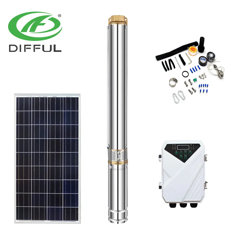 Irrigation deep well solar dc submersible water pump system