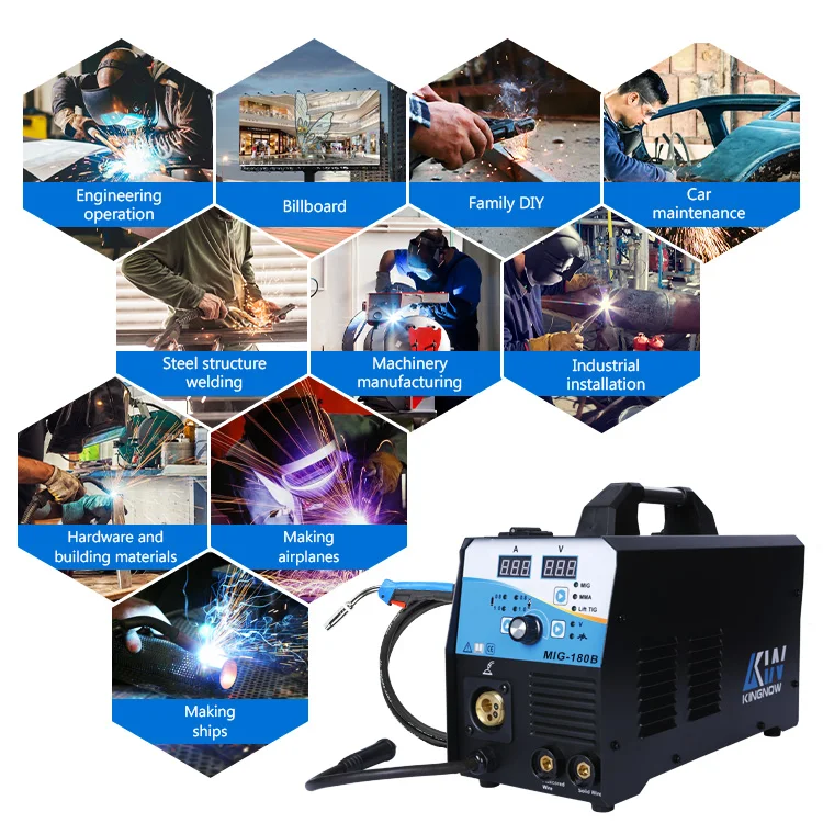 High Quality Aluminum MIG Welder 180A 3 in 1 no Gas and Gas Welding Machine with 1or 5kg Wire MIG Machine