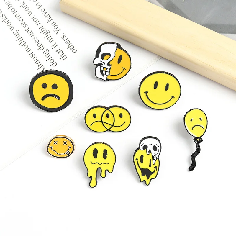 Cartoon smiley series brooch Personality bone naughty shape brooch badge mini smiley smile face brooch broach