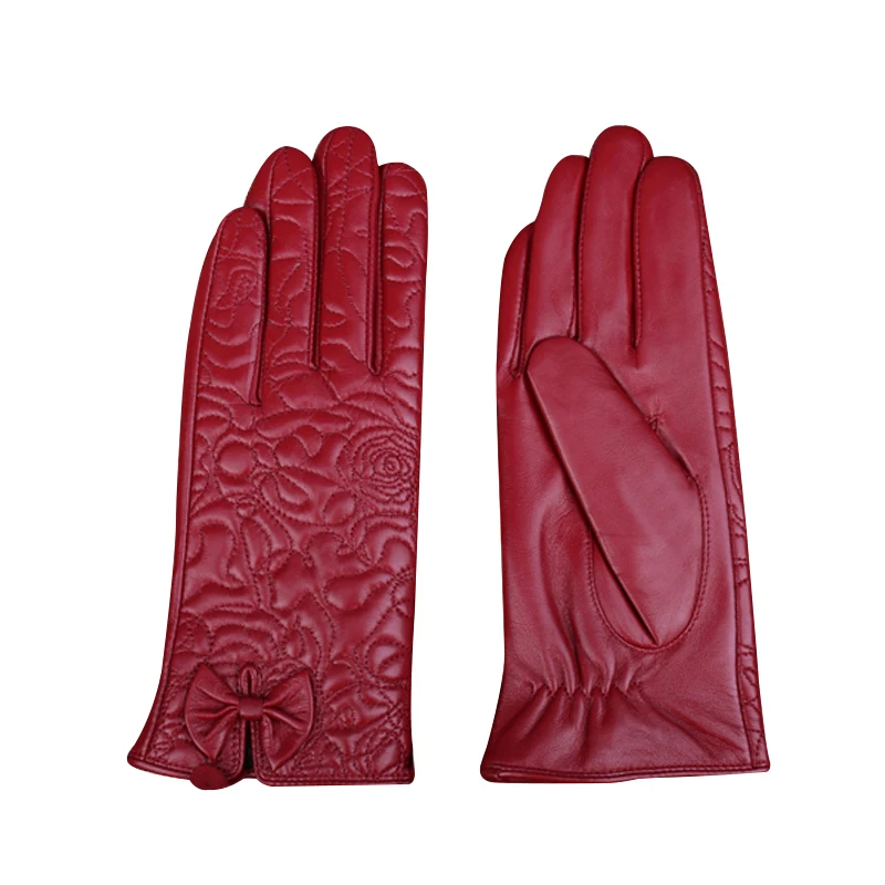 Customized WS2012 Ladies leather glove windproof fashion anti slip screen touch training driving sheepskin Women leather gloves