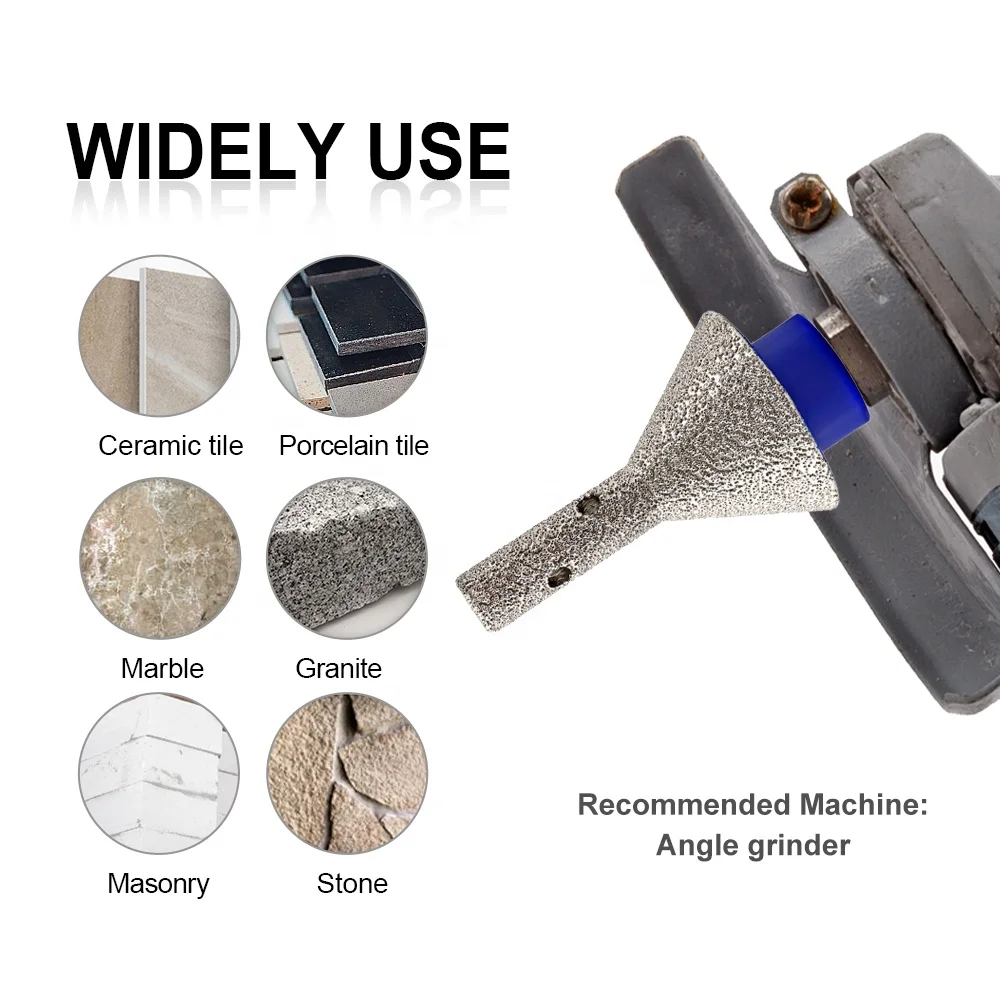 Dia 6/10/20mm Vacuum Brazed Diamond Chamfering Bit For Bevel Ease Chamfers Round Bevel Existing Holes in Granite Marble Tile