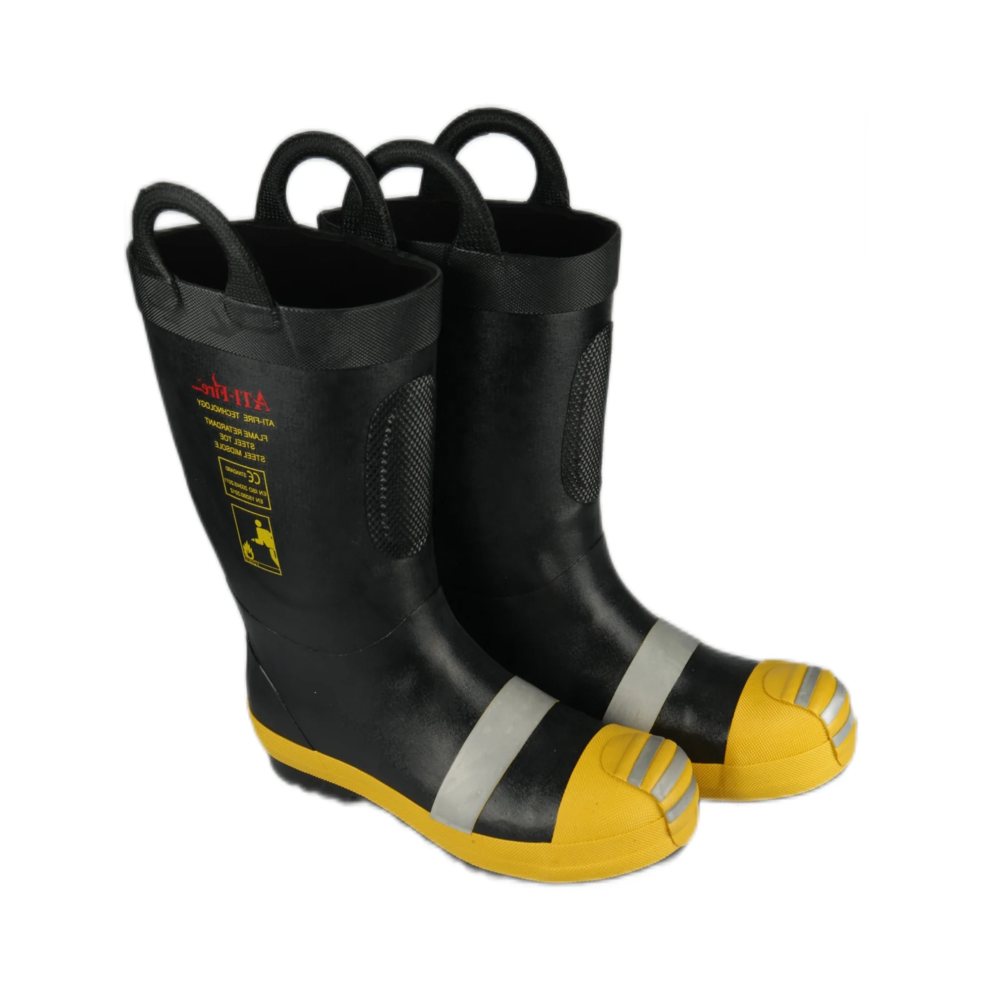 Improved Anti-Puncture Steel-Toe Rubber Boots Fireman Working Boots Firefighter Suits-All Waterproof!