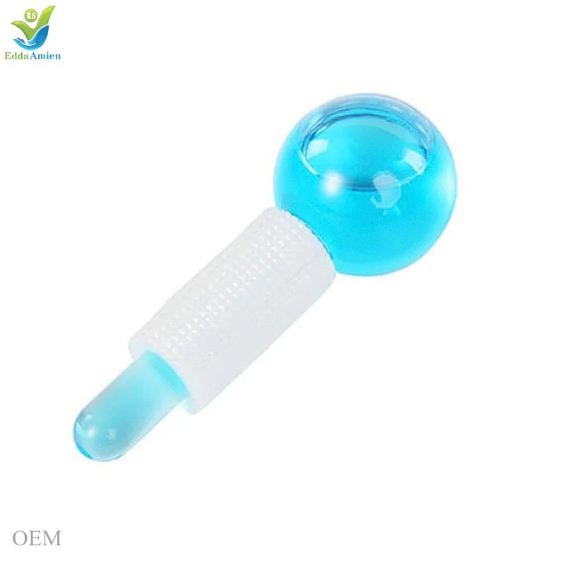 Face skin care silicone cooling ice globe facial roller glitter stainless steel custom ice globes face massage small size