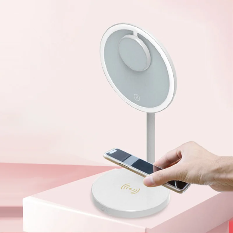 Trendy Makeup Mirror Wireless Charging Led Vanity Mirror With 3 Color Lights