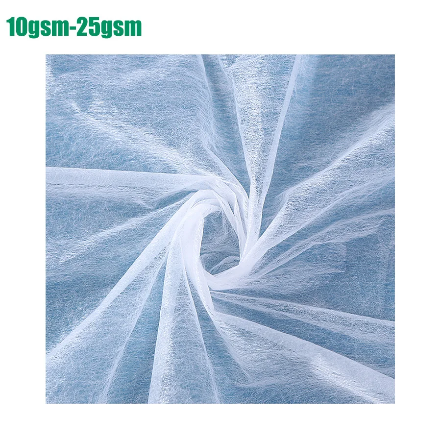 Sustainable Breathable Pet spunbond Nonwoven Fabric Ultra Thin Non Woven Interlinings  10gsm  to 25 Gsm