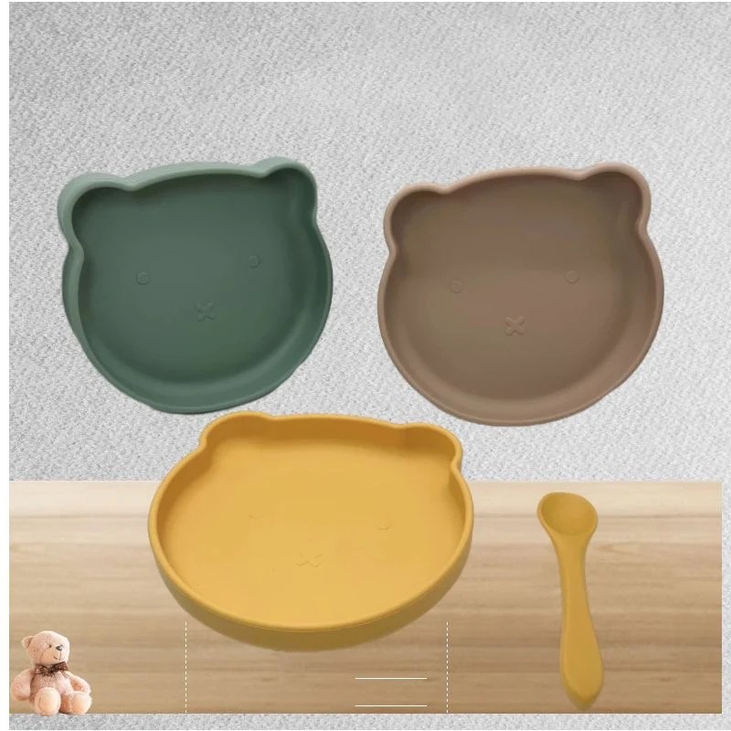 Hot selling ustomizable baby bowls feeding set 100% food-grade BPA FREE silicone kids feeding plastic plate set