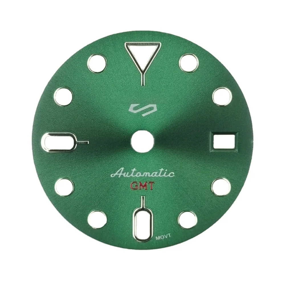 Wholesale Customization watch accessories GMT 28.5mm NH34 green luminous S white blue black green gray Sunray dial Watch Part