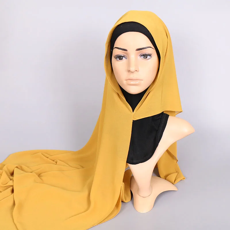 Hot Sale Malaysia Muslim Scarf Women Instant Double Loop Bubble Chiffon Hijab