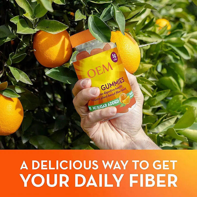 Oem Odm Orange Flavor Prebiotic Plant Fiber Gummies Fiber Well Gummies Supplement For Adults Intestinal Digestion