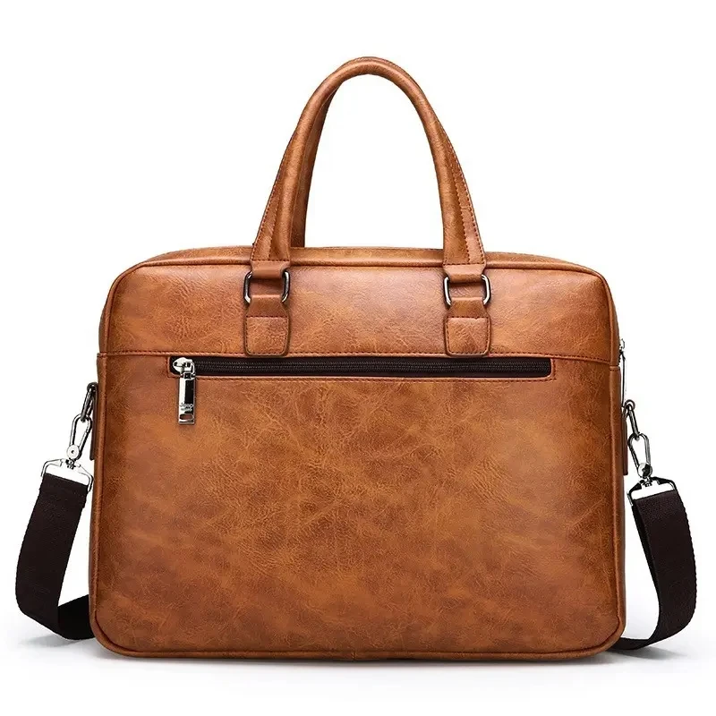 Briefcase Business Laptop Bag Inserted Suitcase Handbag Men Soft Sided PU Leather Briefcase