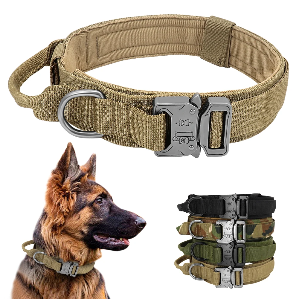 Outdoor Nylon Metal Buckle Tactical Pet Collar Adjustable Heavy Duty Training Dog Collar