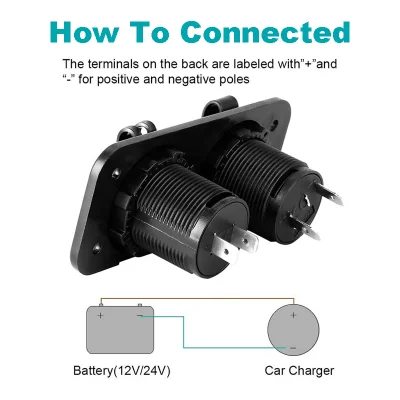 High quality 4.2 A 12 V dual USB charger with Cigarette Lighter Socket Splitter rocker switch panel for Automobile