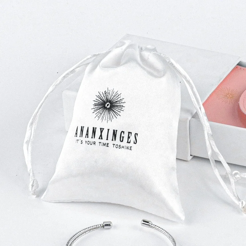 china suppliers for wig packaging wholesale eco friendly satin hair extension packaging bags satin drawstring pouch for jewelry