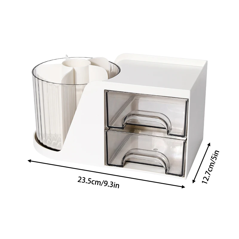 Rotating pen holder large capacity multifunctional office desktop drawer children student storage and organization box