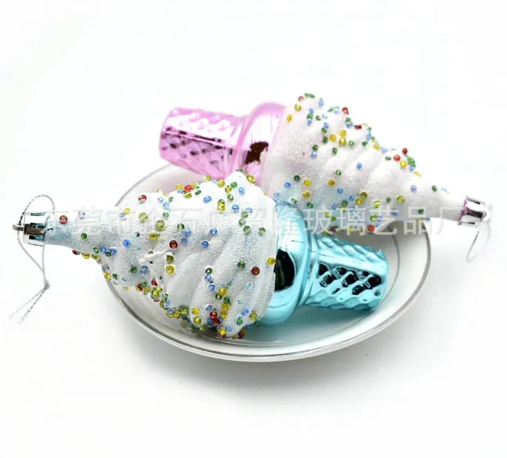 
Creative new novelty Christmas plastic ball painted ice cream Christmas hanging decoration items ornament for cristmas tree deco 