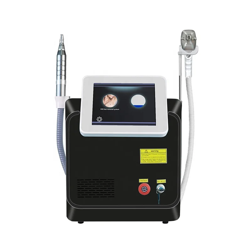 Portable multifunctional 2-in-1 Pico diode carbon skin pigment removal ice titanium 808nm diode hair removal CE beauty machine