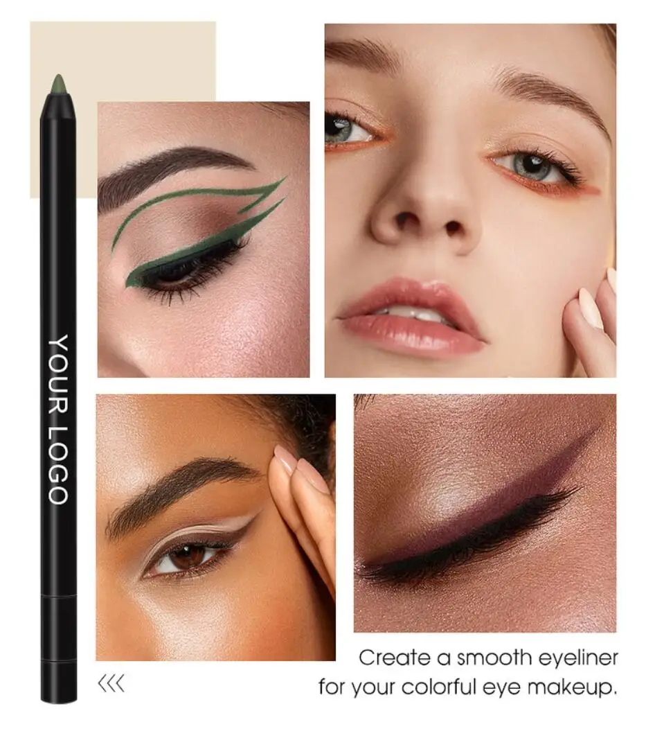 Private Label Makeup Cosmetics Long Last Matte Black Brown Eye Liner Pencil With Sharpener Waterproof Cream Eyeliner Gel Pen