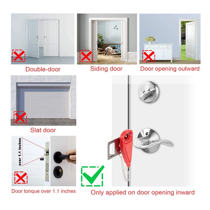 Door Lock and Door Stopper Alarm Travel Safely 2 in 1 set Door Alert Stop Portable for Traveling Home Apartment