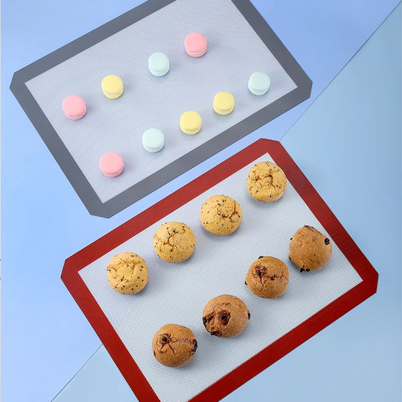 Custom kitchen pastry and baking tools non stick silicone macaron baking mat glass fiber pastry mat