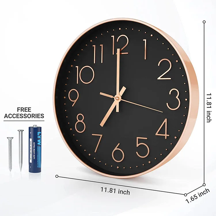 11.8inch Accurate wall clocks precise quartz sweep movement large silent decorative hanging clock for living room